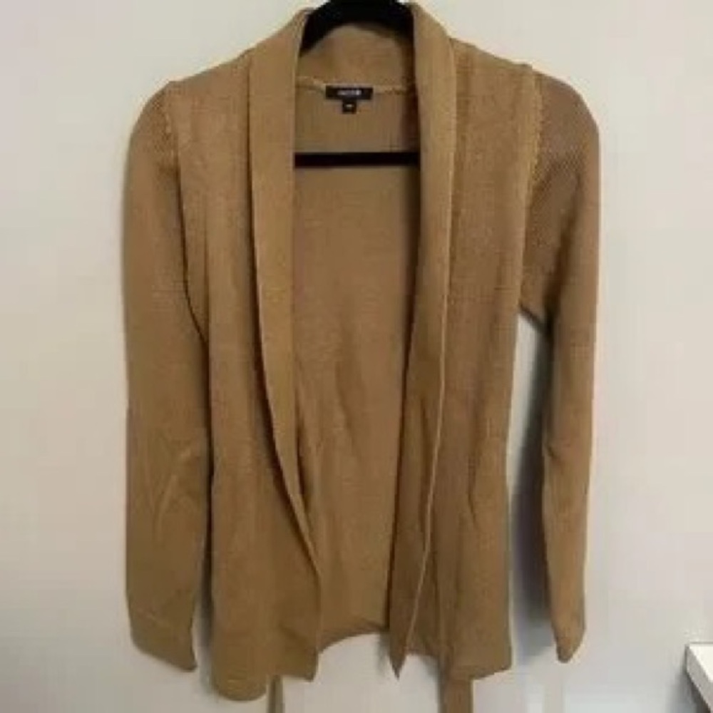 Jacob Open-Front Shawl Collar Cardigan - Tan